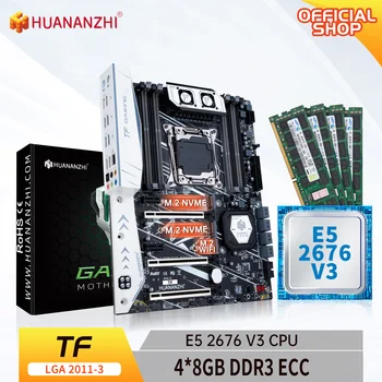 HUANANZHI TF LGA 2011-3 дънна Платка с Intel XEON E5 2676 V3 4 *8G DDR3 RECC паметта комбиниран комплект SATA USB