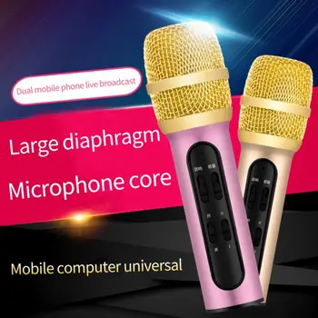 Безжичен Караоке Микрофон, съвместим с Bluetooth, Преносим Двоен Високоговорител, Кондензаторен Микрофон, Плейър За Пеене За IOS и Android Smart TV