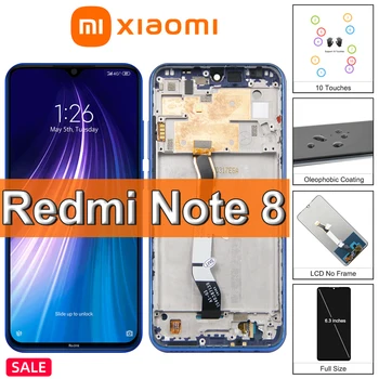 6,3 Оригинален LCD дисплей за Xiaomi Redmi Note 8 Смяна на LCD дисплей с сензорен екран, За Redmi Note8 Дисплей M1908C3JH, M1908C3JG