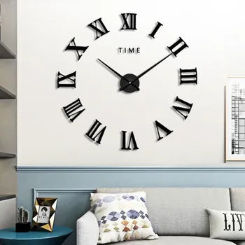 Модерен 3D Стенен Часовник с Модерен Дизайн Акрилни Огледални Стенни Часовници Стикер за Декорация на Хола Кварцов Часовник Horloge Home Decor