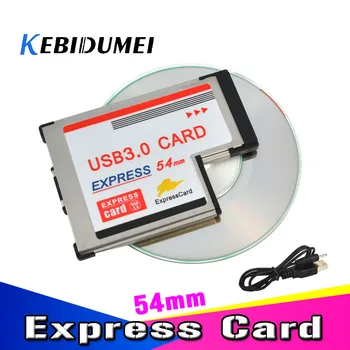 kebidumei Двойна 2 Порта USB 3.0 PCI Express Адаптер За Карти 5 gbps КОНЦЕНТРАТОР PCI, 54 mm ExpressCard Слот PCMCIA Конвертор За Лаптоп Бележника
