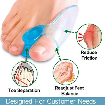 1 Чифт Ортопедични Изправяне На Сепаратора На Обезболяващи Силиконов Гел Коректор За Палеца На Крака