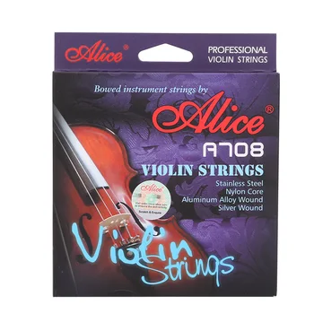 Алиса висок клас A708 Струните на Цигулка ПЪЛЕН Комплект От Неръждаема Стомана Найлонов Жило Сребърен Алуминиев Рана